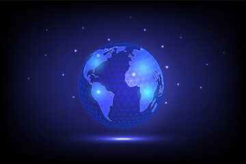 Global business concept with world map lines and points for network connection