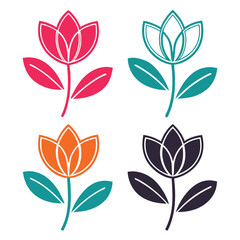 Floral design set with flowers butterflies and decorative elements in a seamless nature-inspired style