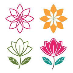 Fototapeta premium Floral design set with flowers butterflies and decorative elements in a seamless nature-inspired style
