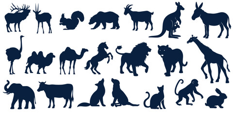 Animal Silhouette Vector Collection – Wild, Farm, Pet and Domestic Animal Graphics Pack for Design & Print