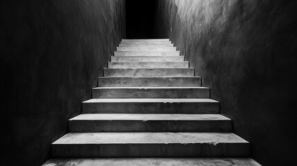 Minimalist stairs going upward isolated on white background, ideal for business, education, and motivational themes.