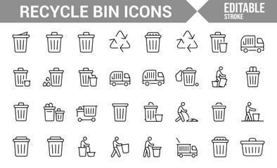 Recycle and Waste Disposal Icons for Environmental Sustainability