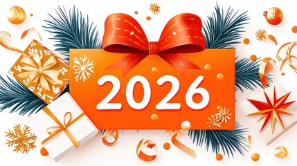 Festive new year decoration with date two thousand twenty six