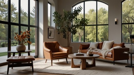 Modern Living Room with Large Windows