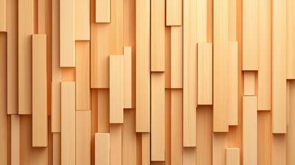 Wooden planks of varying lengths create abstract pattern