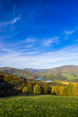 Breathtaking autumn landscape overlooking Rimava reservoir in Slovakia