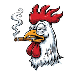 Chicken smoking a cigarette vector art illustration © DesignIMT
