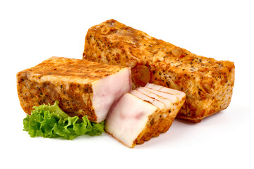 Cured Pork Fat, isolated on White Background