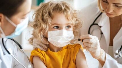 A family having an in depth conversation with a doctor or nurse about the benefits and necessity of childhood vaccination to ensure their child s health and wellbeing