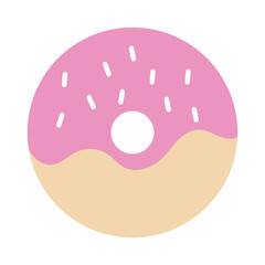 Flat cute donut vector illustration isolated on white background.