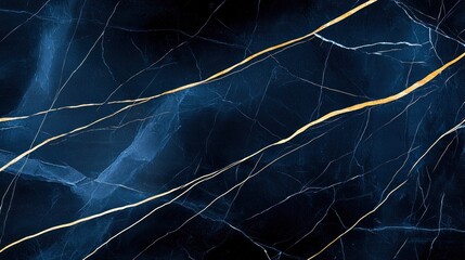 Dark blue marble texture with golden and white veins