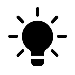 Minimalist black silhouette of illuminated bulb representing inspiration knowledge and inventive thinking concepts