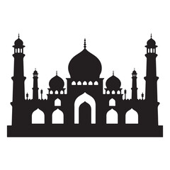 masjit vector silhouette with domes minarets and cultural architecture elements