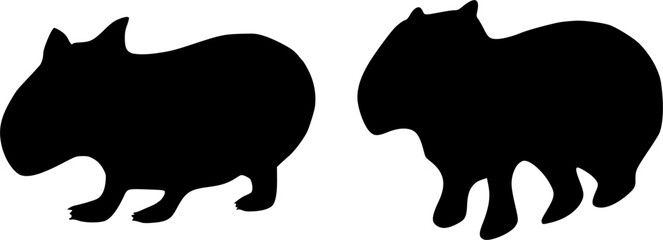 Wombat silhouette isolated, Black wombat symbol. Logo. Vector illustration