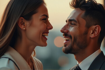 A smiling couple enjoying each other's company