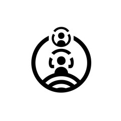Minimalist network icon in monochrome representing communication and collaboration