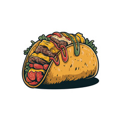 Mexican food taco vector art illustration