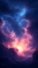 Obraz premium A Stunning Celestial Nebula Vibrant Pink and Blue Cosmic Clouds with Sparkling Stars
