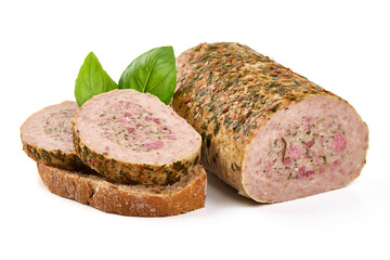 Meatloaf with Slices, isolated on White Background