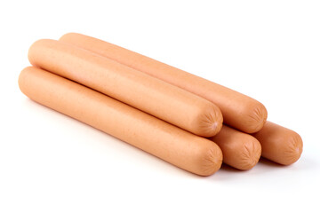 Boiled Sausages, isolated on White Background