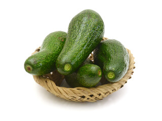 There was a plate of fresh avocado on a white background