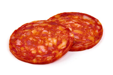 Chorizo salami, isolated on White Background