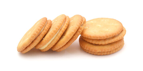 Close-up of cookies against white background 