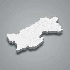 Paktia 3d isometric map is a region of Afghanistan