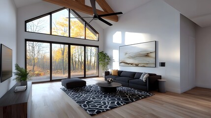 Rustic and modern farmhouse style living room