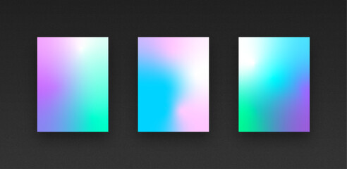 Colorful vibrant gradient background template copy space set. Various color combination backdrop design. Smooth color gradation for screen, mobile apps, poster, or banner design
