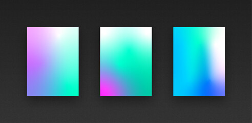 Colorful vibrant gradient background template copy space set. Various color combination backdrop design. Smooth color gradation for screen, mobile apps, poster, or banner design