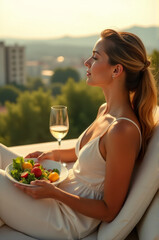 A person enjoying a meal at home