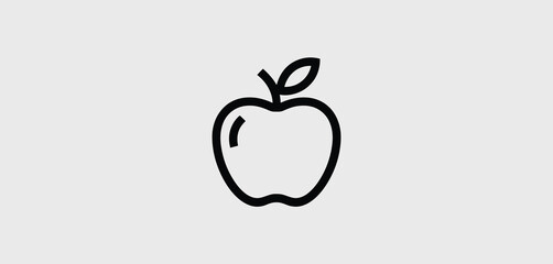 Simple Line Art Apple Icon Graphic Design Element