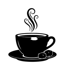 Hot coffee cup with sugar