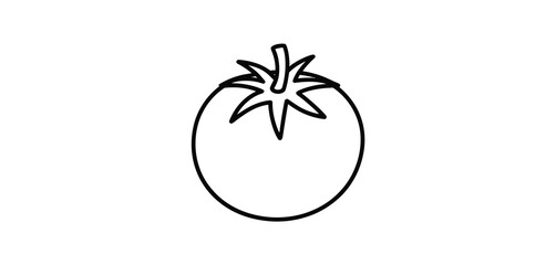 Simple Line Drawing of a Single Tomato Vegetable