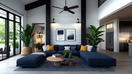 Rustic and refined farmhouse inspired living space with modern touches