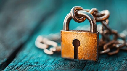 A close up image of a rusted metal padlock and chain representing the importance of cybersecurity data protection