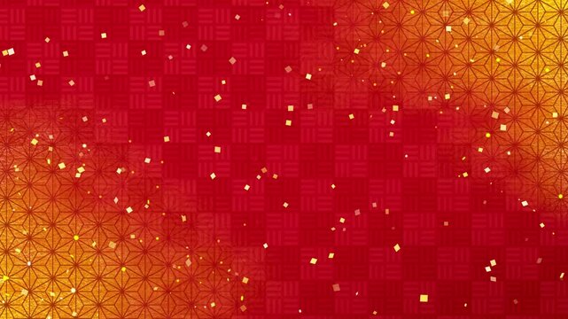 和柄　ループ動画　市松模様　麻の葉　文様　和風　和モダン　高級感　キラキラ　豪華　年賀　正月　成人式　Japanese pattern.Loop video.