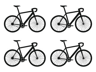 Bicycle Silhouette Vector Set Cycling in Front and Side View