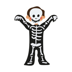 Spooky Halloween vector cartoon retro illustrations. Adorable halloween festival elements for decoration, prints, stickers, cards. Ghost, vampire, boy in skeleton costume