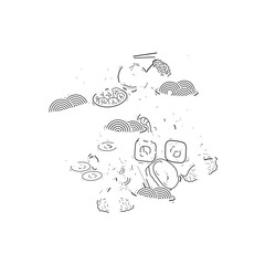 Sushi doodle food art