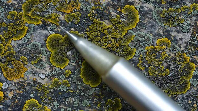 Closeup View Of Lichen On Grey Stone