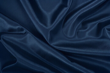 Obraz premium Deep Indigo Blue Satin Fabric Texture Close-up