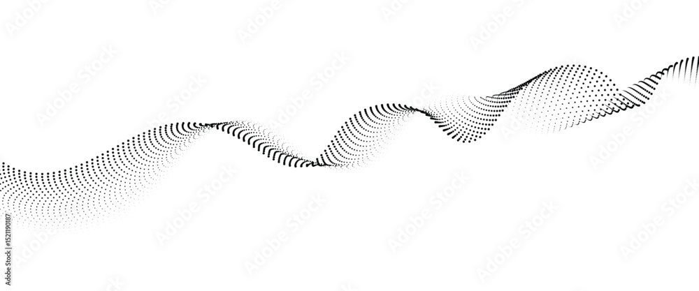 Fototapete flowing dot wave halftone gradient pattern on transparent background