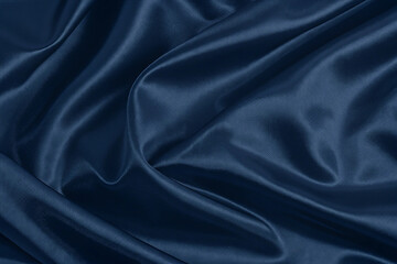 Obraz premium Deep Indigo Blue Satin Fabric Texture Close-up