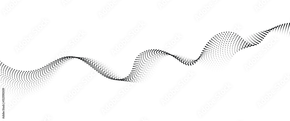 Poster Flowing Dot Wave halftone gradient pattern on transparent background	

