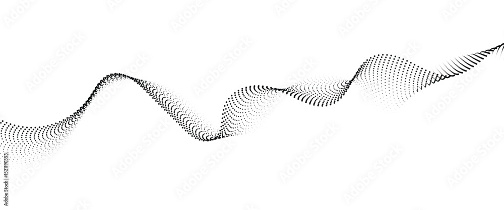Fototapete Flowing Dot Wave halftone gradient pattern on transparent background	
