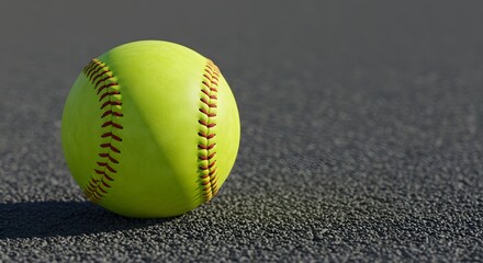 Yellow Softball on Asphalt Surface