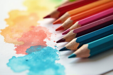 A collection of colorful pencils placed together, great for art projects or decoration