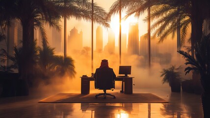 silhouette of a Saudi man sitting on a chair